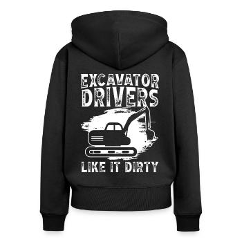 Baggerfahrer Conducteur d’excavatrice comme ça Dirty Bagger - Sweat à capuche zippé Premium bio Femme - noir - Dos - Julia (174cm)
