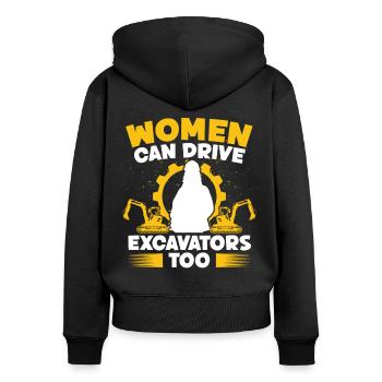 Conductrice d’excavatrice Les femmes peuvent conduire des excavatrices Excavatrice - Sweat à capuche zippé Premium bio Femme - noir - Dos - Julia (174cm)