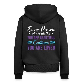 Suicide Prevention Awareness Month Mental Health - Women's Premium Organic Zip Hoodie - black - Back - Julia (174cm)
