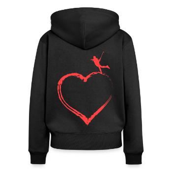 Cœur de hockey sur gazon - Sweat à capuche zippé Premium bio Femme - noir - Dos - Julia (174cm)