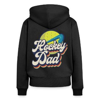 Field Hockey Dad Retro Hockey Dad - Frauen Premium Bio Zip Hoodie - Schwarz - Hinten - Julia (174cm)