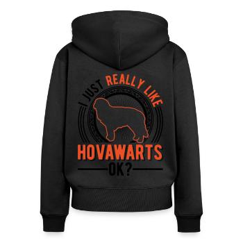 J’aime bien Hovawarts - Sweat à capuche zippé Premium bio Femme - noir - Dos - Julia (174cm)
