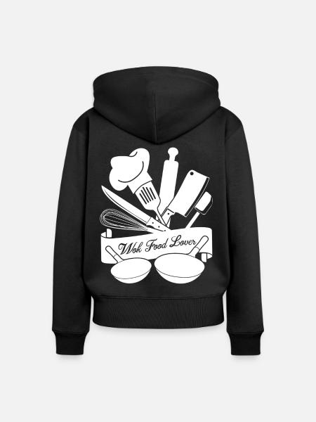 Wok Food - Frauen Premium Bio Zip Hoodie - Schwarz