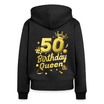 Birthday Queen 50 - Women's Premium Organic Zip Hoodie - black - Back - Julia (174cm)
