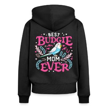Meilleure maman perruche - Sweat à capuche zippé Premium bio Femme - noir - Dos - Julia (174cm)