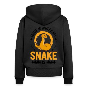 Zuhause ist wo meine Schlange ist - Frauen Premium Bio Zip Hoodie - Schwarz - Hinten - Julia (174cm)