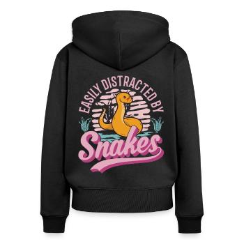 Schlangen Besitzer Kornnatter Natter - Frauen Premium Bio Zip Hoodie - Schwarz - Hinten - Julia (174cm)