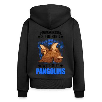 Pangolin Geschenk Schuppentier - Frauen Premium Bio Zip Hoodie - Schwarz - Hinten - Julia (174cm)