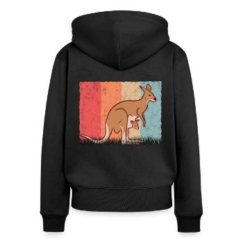 Kangourou Retro Australie Vintage - Sweat à capuche zippé Premium bio Femme - noir - Dos - Julia (174cm)