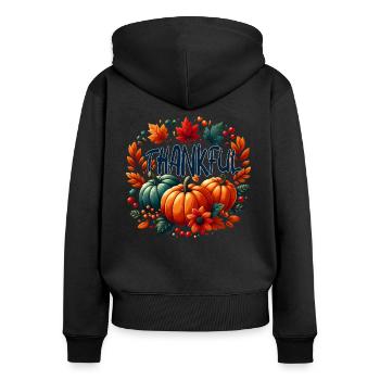 Thankful Fall - Thanksgiving Turkey Time Kids - Women's Premium Organic Zip Hoodie - black - Back - Julia (174cm)
