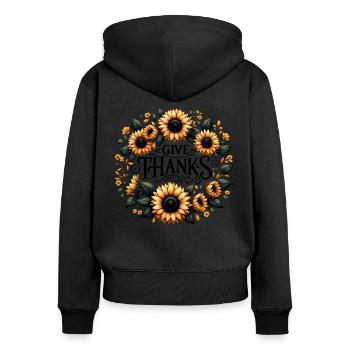 Give Thanks - Thanksgiving Turkey Time Kids - Women's Premium Organic Zip Hoodie - black - Back - Julia (174cm)