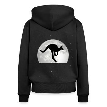 Kangaroo, Moon, Australia, Kangaroo - Women's Premium Organic Zip Hoodie - black - Back - Julia (174cm)