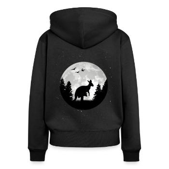 Kangaroo, Moon, Australia, Kangaroo - Women's Premium Organic Zip Hoodie - black - Back - Julia (174cm)