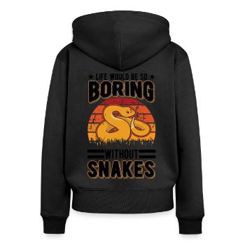 Schlangen Besitzer Schlangenliebhaber - Frauen Premium Bio Zip Hoodie - Schwarz - Hinten - Julia (174cm)