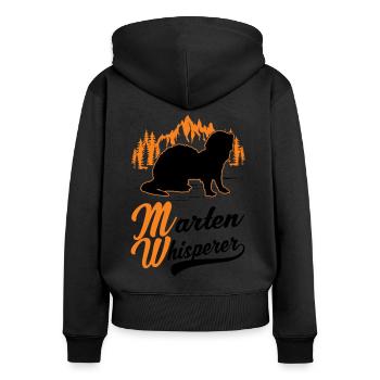 Marten Whisperer Pine Marten - Women's Premium Organic Zip Hoodie - black - Back - Julia (174cm)