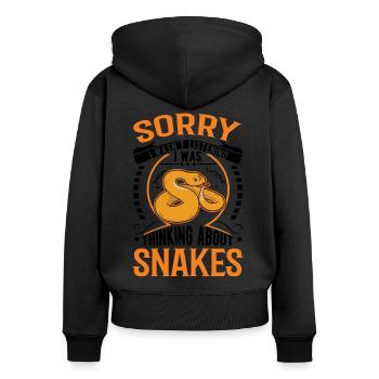 Schlangen Besitzer Kornnatter Natter - Frauen Premium Bio Zip Hoodie - Schwarz - Hinten - Julia (174cm)