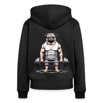 Muscular Pug Gym and Dog Lover - Women's Premium Organic Zip Hoodie - black - Back - Julia (174cm)