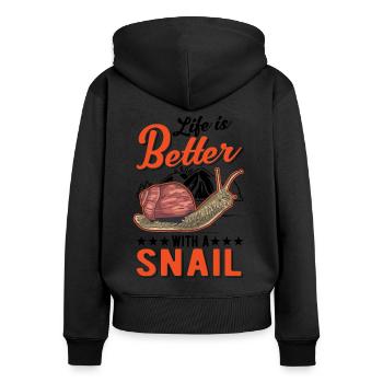 Life is better with a snail - Women's Premium Organic Zip Hoodie - black - Back - Julia (174cm)