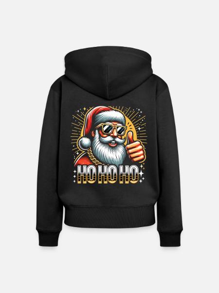Ho Ho Ho - Frauen Premium Bio Zip Hoodie - Schwarz