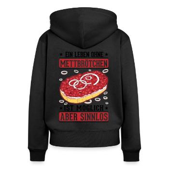 Mettbrötchen Lover Mett Hackepeter - Sweat à capuche zippé Premium bio Femme - noir - Dos - Julia (174cm)