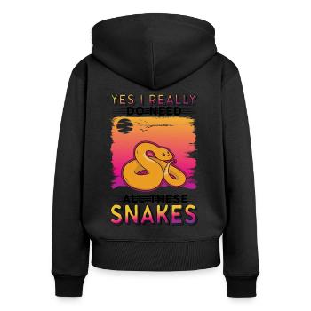 Schlangen Besitzer Schlangenliebhaber - Frauen Premium Bio Zip Hoodie - Schwarz - Hinten - Julia (174cm)