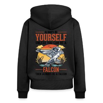 Always be yourself Falcon Falconry Falcon - Women's Premium Organic Zip Hoodie - black - Back - Julia (174cm)