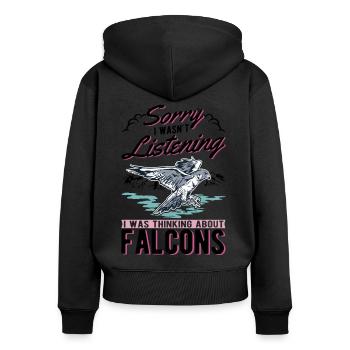 Falke Falkner Turmfalke Falknerei Falkner - Frauen Premium Bio Zip Hoodie - Schwarz - Hinten - Julia (174cm)