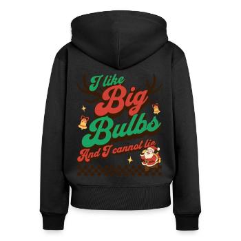 J’aime Big Bulbs et je ne peux pas mentir - Noël - Sweat à capuche zippé Premium bio Femme - noir - Dos - Julia (174cm)