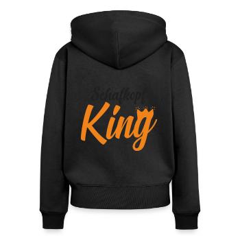 Schafkopf King - Frauen Premium Bio Zip Hoodie - Schwarz - Hinten - Julia (174cm)