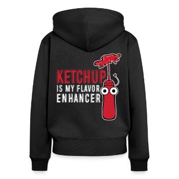 Tomato Ketchup Joke - Frauen Premium Bio Zip Hoodie - Schwarz - Hinten - Julia (174cm)