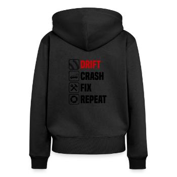 Drifting, crashing, repairing, repeating - Women's Premium Organic Zip Hoodie - black - Back - Julia (174cm)