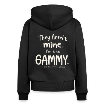 Ils ne sont pas les miens. Je suis le Gammy - Sweat à capuche zippé Premium bio Femme - noir - Dos - Julia (174cm)
