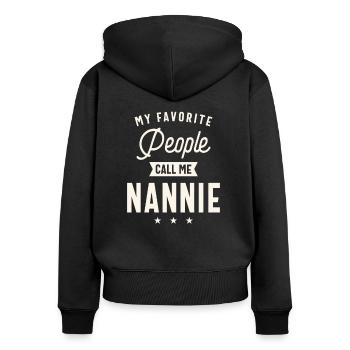 Meine Lieblingsmenschen nennen mich Nannie - Frauen Premium Bio Zip Hoodie - Schwarz - Hinten - Julia (174cm)