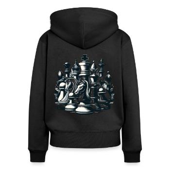Armée d’échecs en noir et blanc Chess idée cadeau - Sweat à capuche zippé Premium bio Femme - noir - Dos - Julia (174cm)