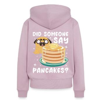 Quelqu’un a-t-il dit crêpes - Sweat à capuche zippé Premium bio Femme - rose poudré - Dos - Julia (174cm)