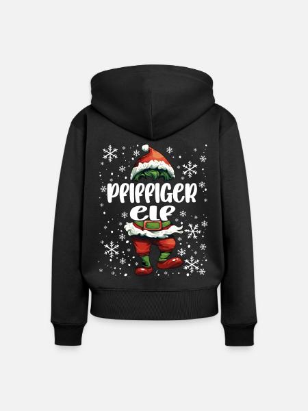 Weihnachtsoutfit Pfiffiger Elf - Frauen Premium Bio Zip Hoodie - Schwarz