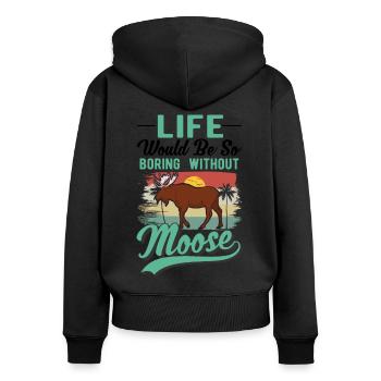 Moose Gift Moose Antlers Scandinavia - Women's Premium Organic Zip Hoodie - black - Back - Julia (174cm)