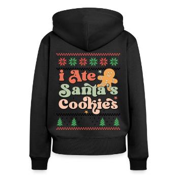 J’ai mangé les biscuits du Père Noël - Noël Retro Ugly - Sweat à capuche zippé Premium bio Femme - noir - Dos - Julia (174cm)
