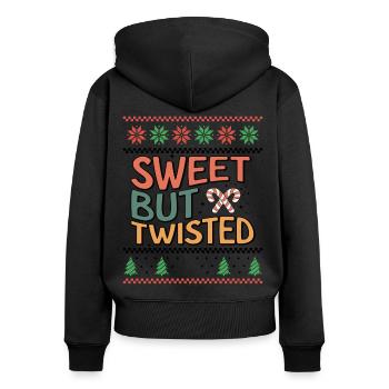 Doux mais tordu - Noël Rétro Laid Noël - Sweat à capuche zippé Premium bio Femme - noir - Dos - Julia (174cm)