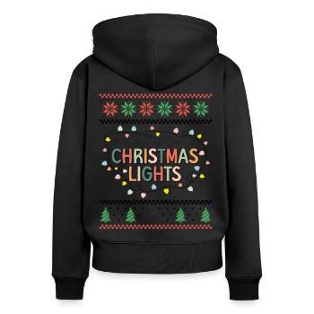 Ma couleur préférée est les lumières de Noël rétro laide - Sweat à capuche zippé Premium bio Femme - noir - Dos - Julia (174cm)