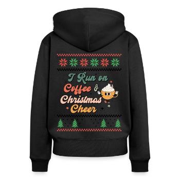 Je cours sur Café & Noël Joie Rétro Laid Noël - Sweat à capuche zippé Premium bio Femme - noir - Dos - Julia (174cm)