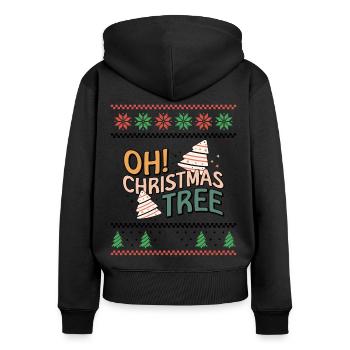 Oh sapin de Noël - Noël moche rétro - Sweat à capuche zippé Premium bio Femme - noir - Dos - Julia (174cm)