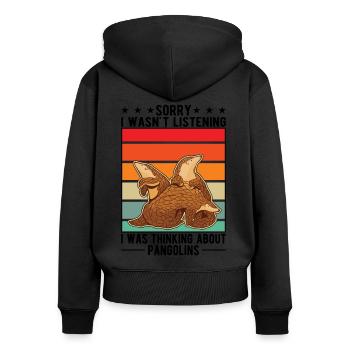 Pangolin Geschenk Schuppentier - Frauen Premium Bio Zip Hoodie - Schwarz - Hinten - Julia (174cm)