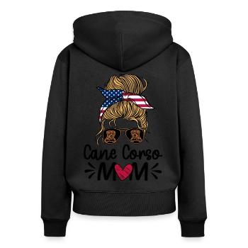 Cane Corso Maman - Sweat à capuche zippé Premium bio Femme - noir - Dos - Julia (174cm)