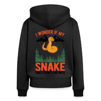 Schlangen Besitzer Kornnatter Natter - Frauen Premium Bio Zip Hoodie - Schwarz - Hinten - Julia (174cm)