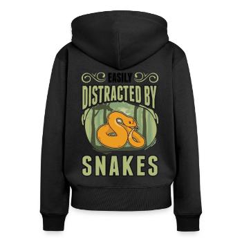 Schlangen Besitzer Kornnatter Natter - Frauen Premium Bio Zip Hoodie - Schwarz - Hinten - Julia (174cm)