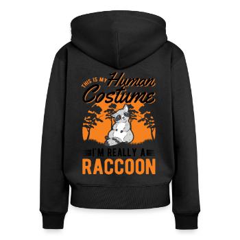 Waschbär Costume Raccoon Halloween - Frauen Premium Bio Zip Hoodie - Schwarz - Hinten - Julia (174cm)