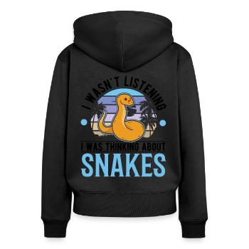 Schlangen Besitzer Schlangenliebhaber - Frauen Premium Bio Zip Hoodie - Schwarz - Hinten - Julia (174cm)