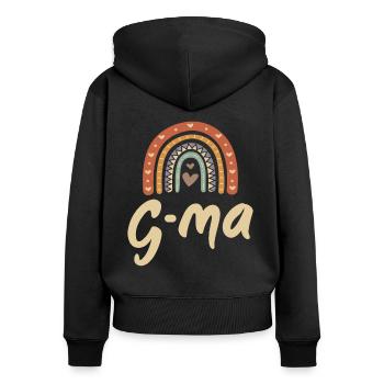 G-Ma Regenbogen Lustige Oma Weihnachten - Frauen Premium Bio Zip Hoodie - Schwarz - Hinten - Julia (174cm)