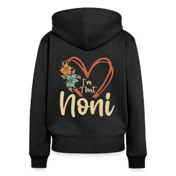 Je suis ce Noël drôle de grand-mère Noni - Sweat à capuche zippé Premium bio Femme - noir - Dos - Julia (174cm)